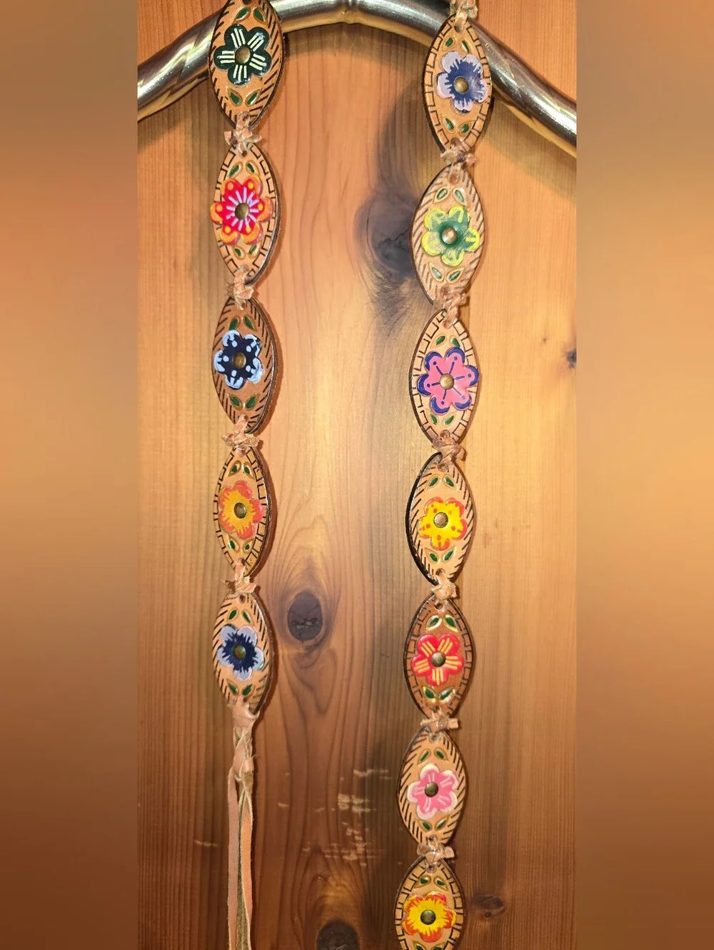 Handcrafted Multi-Color Floral Leather Braided Belt